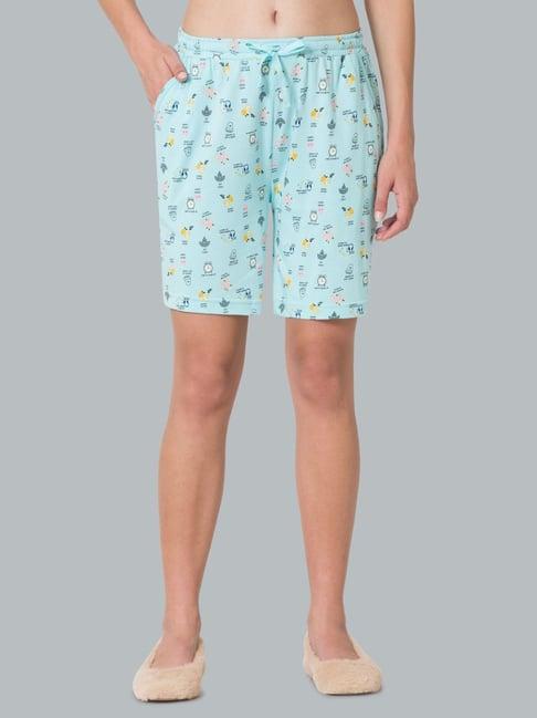 van heusen blue cotton printed shorts