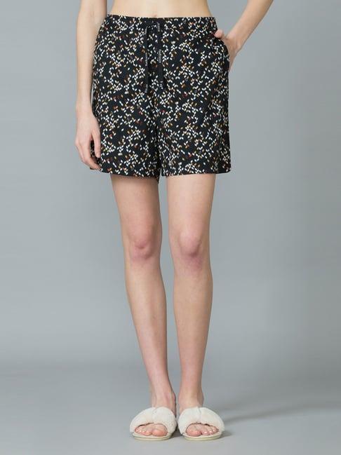 van heusen black printed shorts