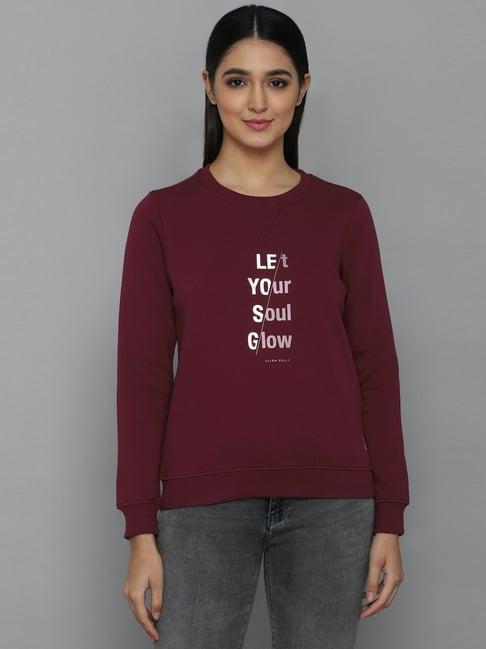 allen solly maroon printed sweatshirt