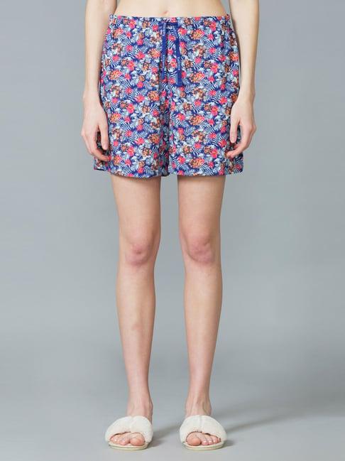 van heusen blue printed shorts