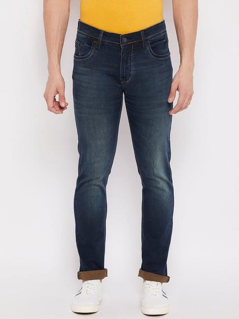 duke dark blue slim fit lightly washed jeans