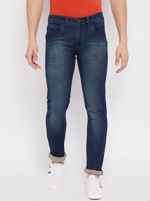 duke dark blue slim fit lightly washed jeans