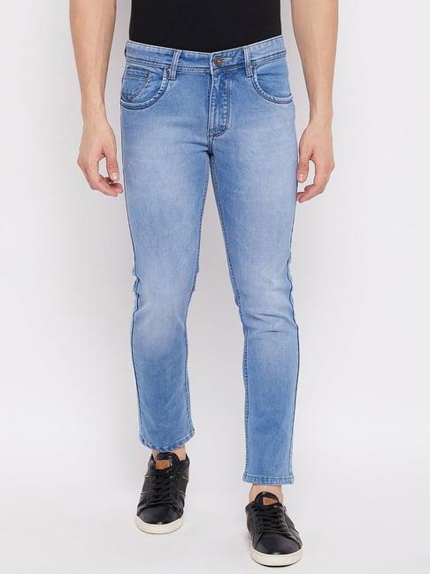 duke light blue slim fit heavily washed jeans