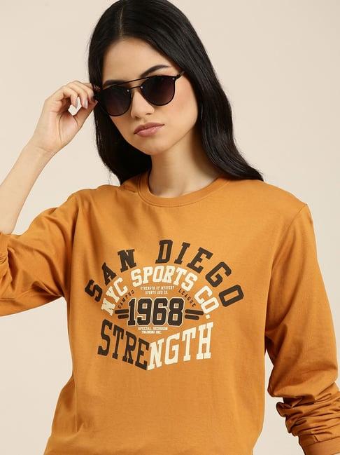 dillinger rust cotton printed oversize crew t-shirt