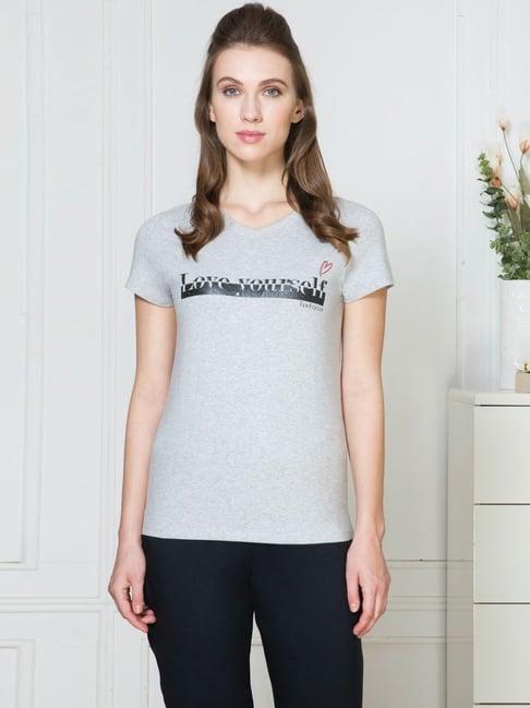 van heusen grey cotton printed t-shirt