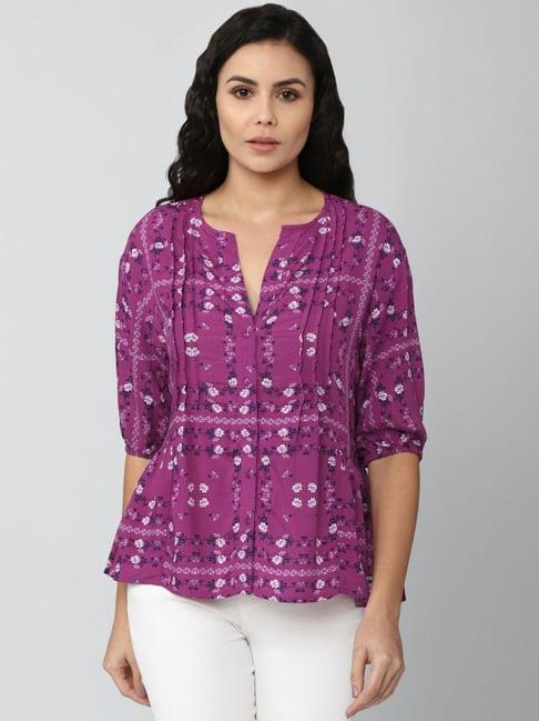 van heusen purple printed top