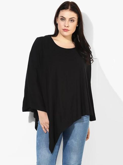 qurvii black round neck poncho