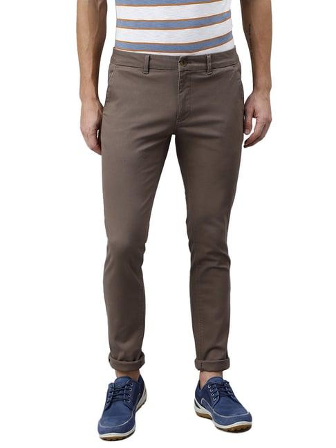 woods brown regular fit flat front trousers