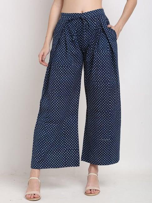 rajnandini blue cotton polka dots palazzos