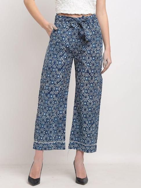 rajnandini blue cotton printed palazzos