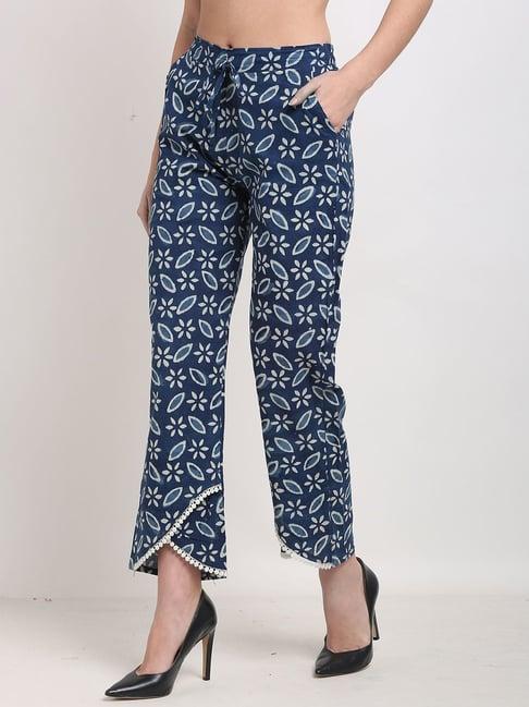 rajnandini blue cotton printed palazzos