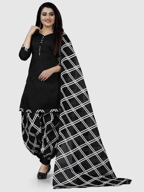 rajnandini black cotton printed unstitched dress material