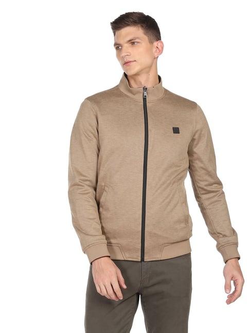 arrow sport olive and khaki regular fit jacket