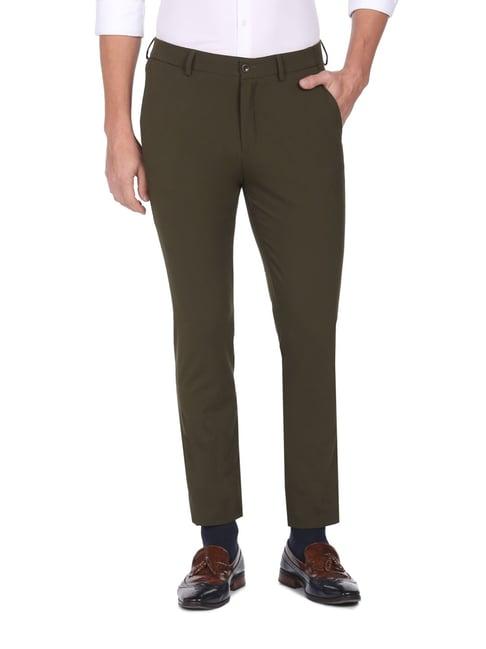 arrow new york olive slim fit trousers