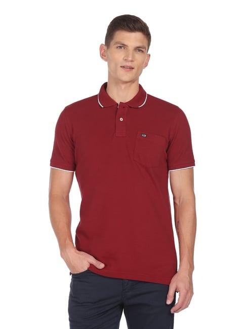 arrow sport red cotton regular fit polo t-shirt