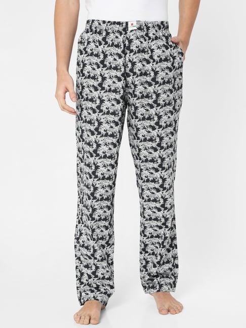 underjeans by spykar black printed pyjamas