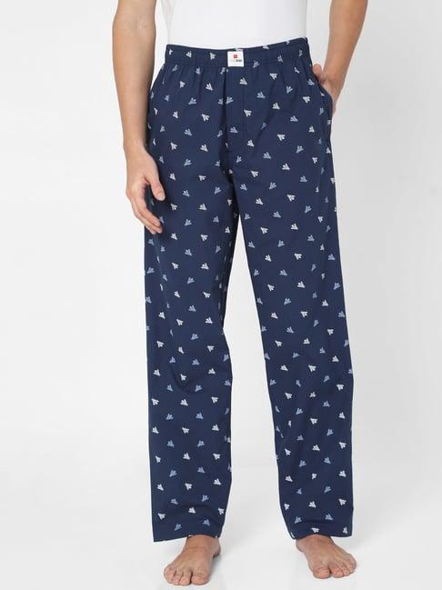 underjeans by spykar navy printed pyjamas