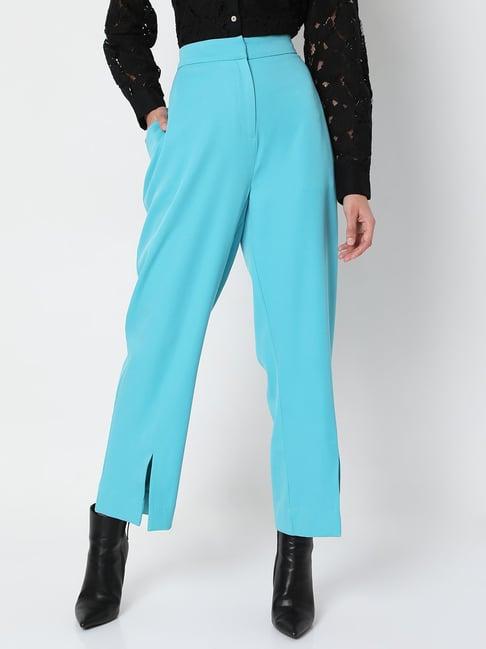 vero moda blue regular fit pants