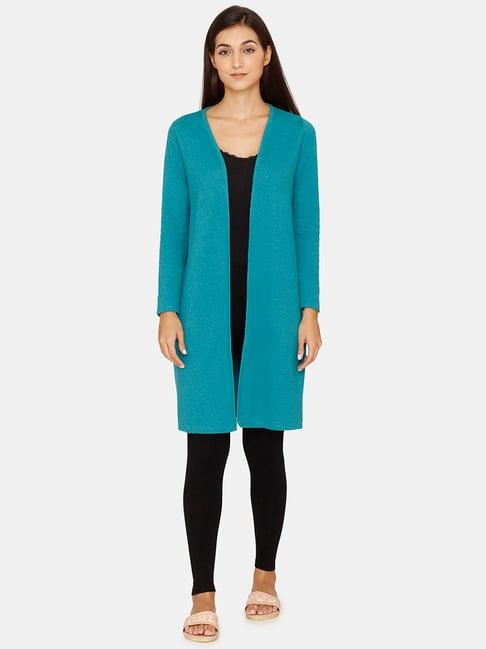 zivame teal long shrug