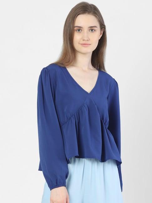 vero moda blue v neck top