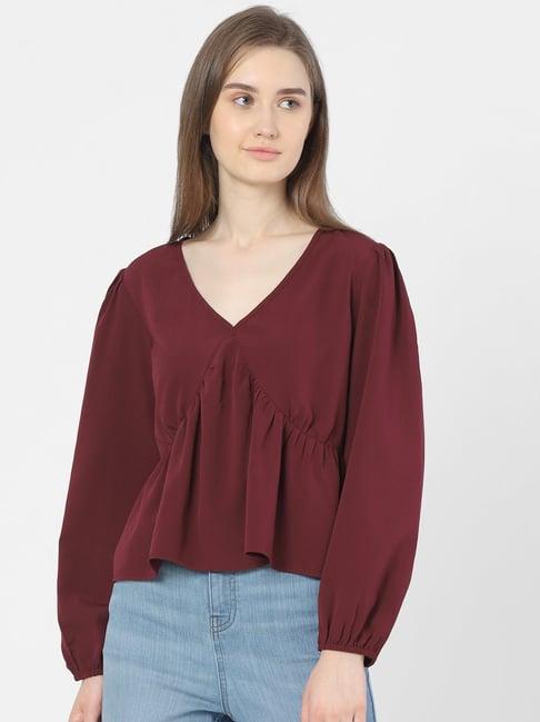 vero moda wine v neck top