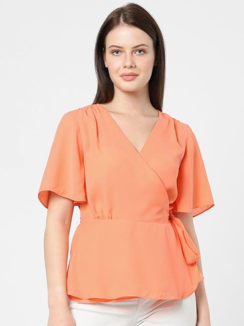 vero moda orange v neck top