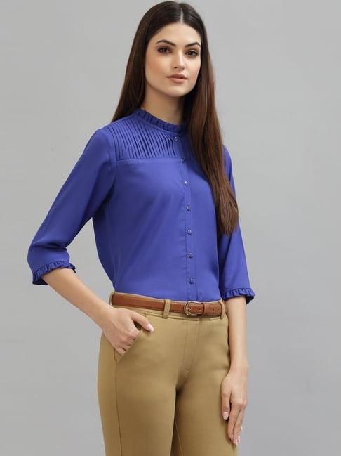 style quotient blue regular fit shirt