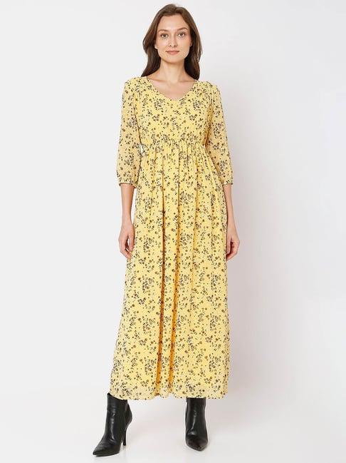 vero moda gold floral print maxi dress