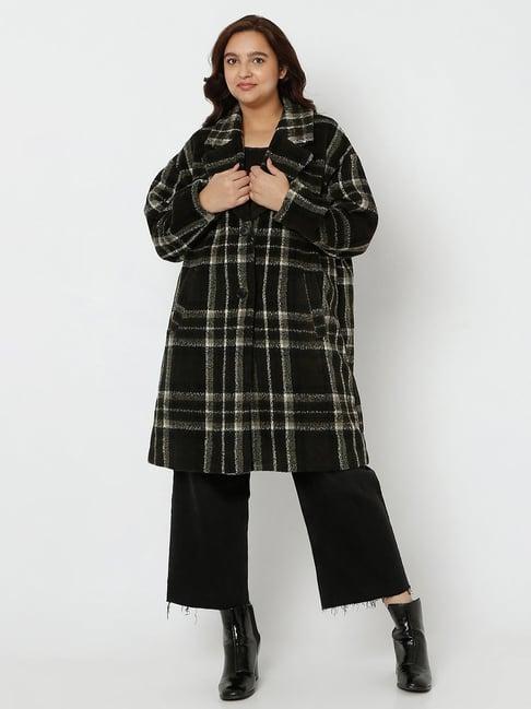 vero moda curve black check coat