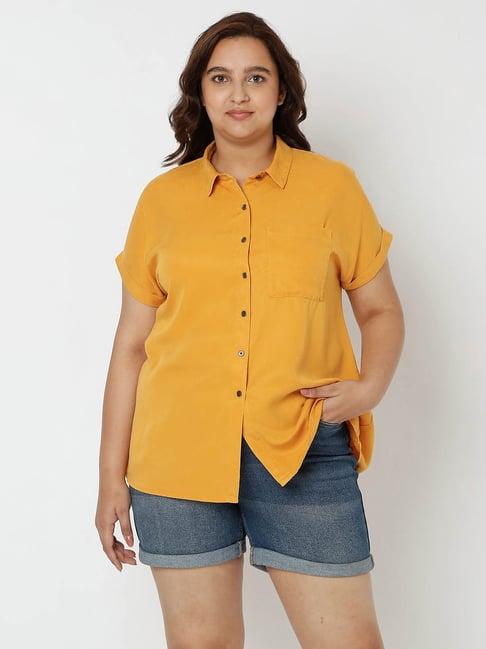 vero moda curve mustard shirt