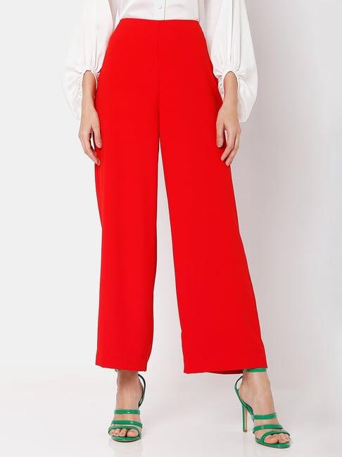 vero moda red regular fit pants