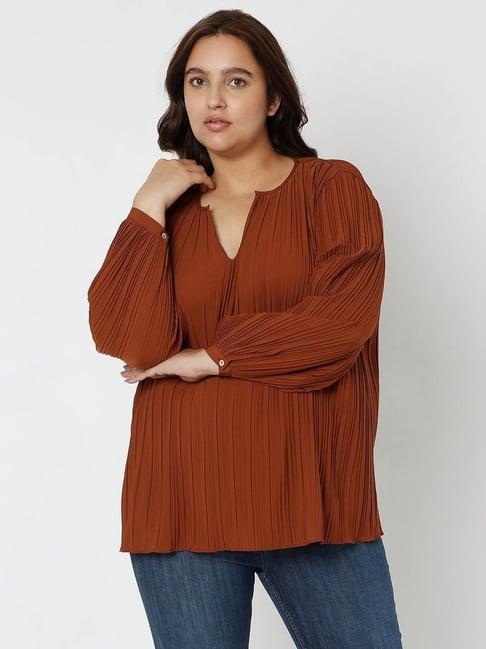 vero moda curve brown striped top