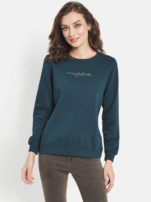 mettle teal green regular fit sweatshirt