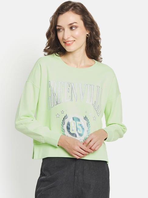 mettle neon green printed sweatshirt