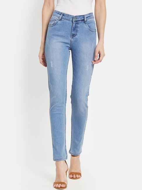 mettle blue cotton mid rise jeans