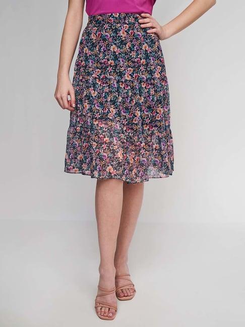 and multicolor floral print skirt