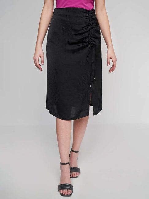 and black midi skirt