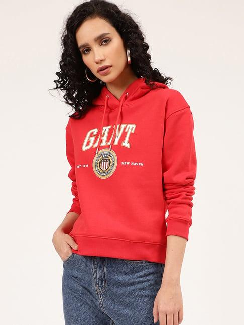 gant red printed hoodie