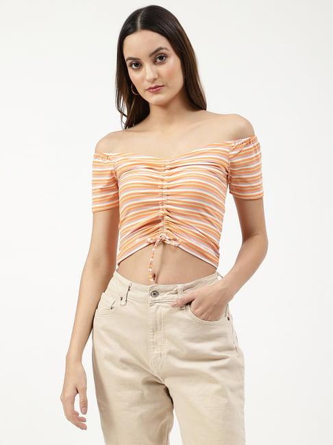 elle orange striped top