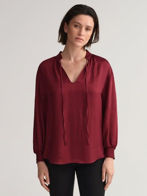 gant maroon viscose top