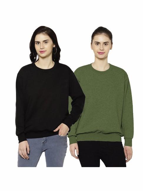 vimal jonney black & green round neck pullover - pack of 2