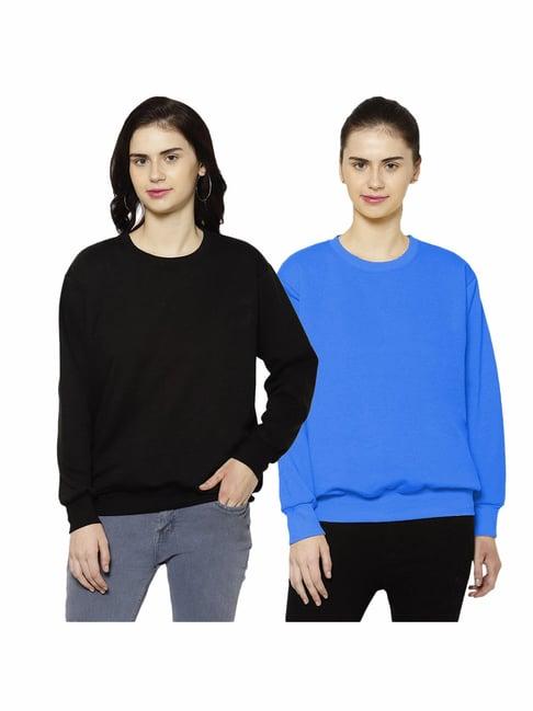 vimal jonney black & blue round neck pullover - pack of 2