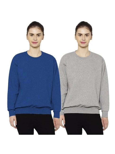 vimal jonney blue & grey round neck pullover - pack of 2