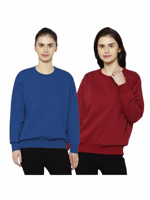 vimal jonney blue & maroon round neck pullover - pack of 2