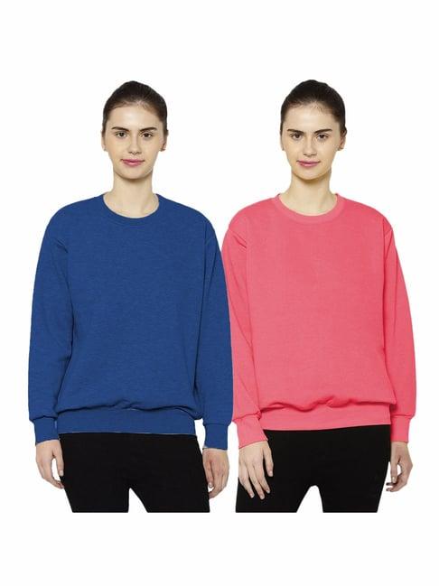 vimal jonney blue & coral round neck pullover - pack of 2