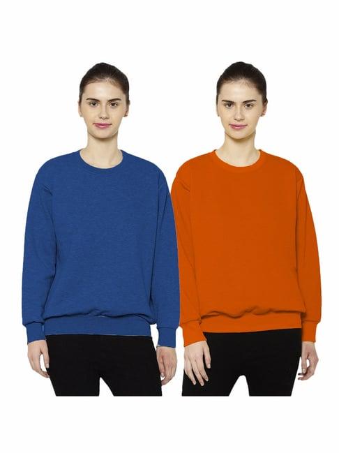 vimal jonney blue & orange round neck pullover - pack of 2