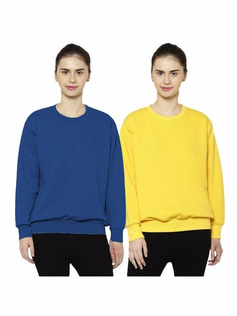 vimal jonney blue & yellow round neck pullover - pack of 2