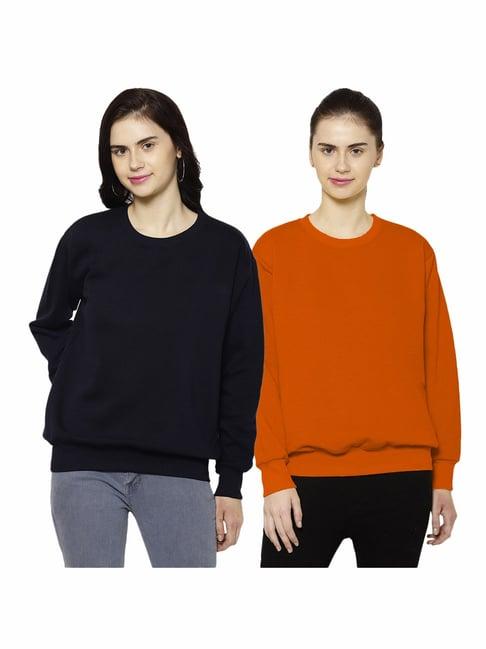 vimal jonney navy & orange round neck pullover - pack of 2