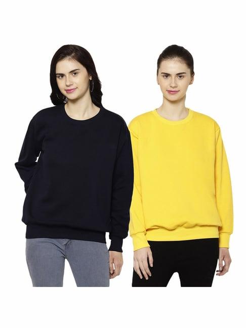 vimal jonney navy & yellow round neck pullover - pack of 2