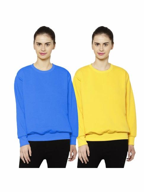 vimal jonney blue & yellow round neck pullover - pack of 2